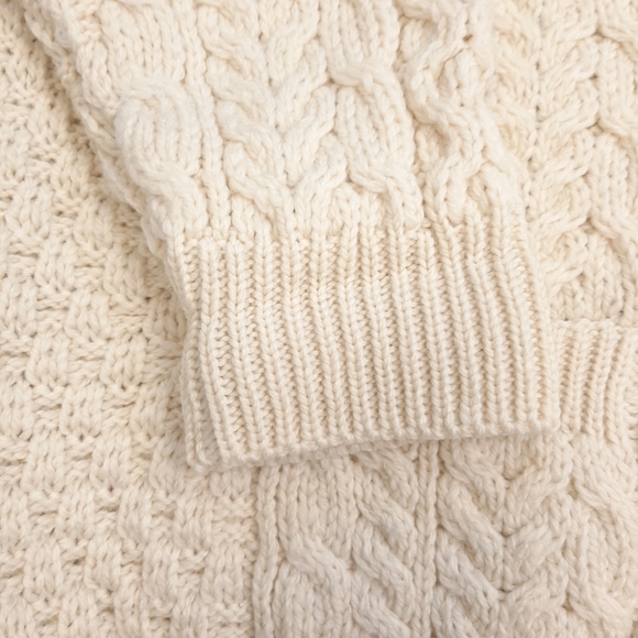 Vintage Celtic & Co Men's Irish Cream Cable Aran Merino Wool Cardigan Size Large - Picture 7 of 12